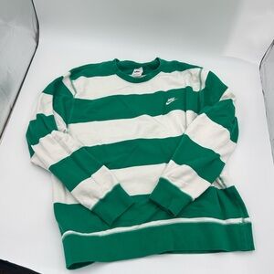 Nike Men's Sweatshirt in Green and White Stripes